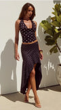 Melody Flounce Midi Skirt Black White Polka