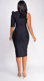 Delilah Black One Sleeve Bandage Midi Dress