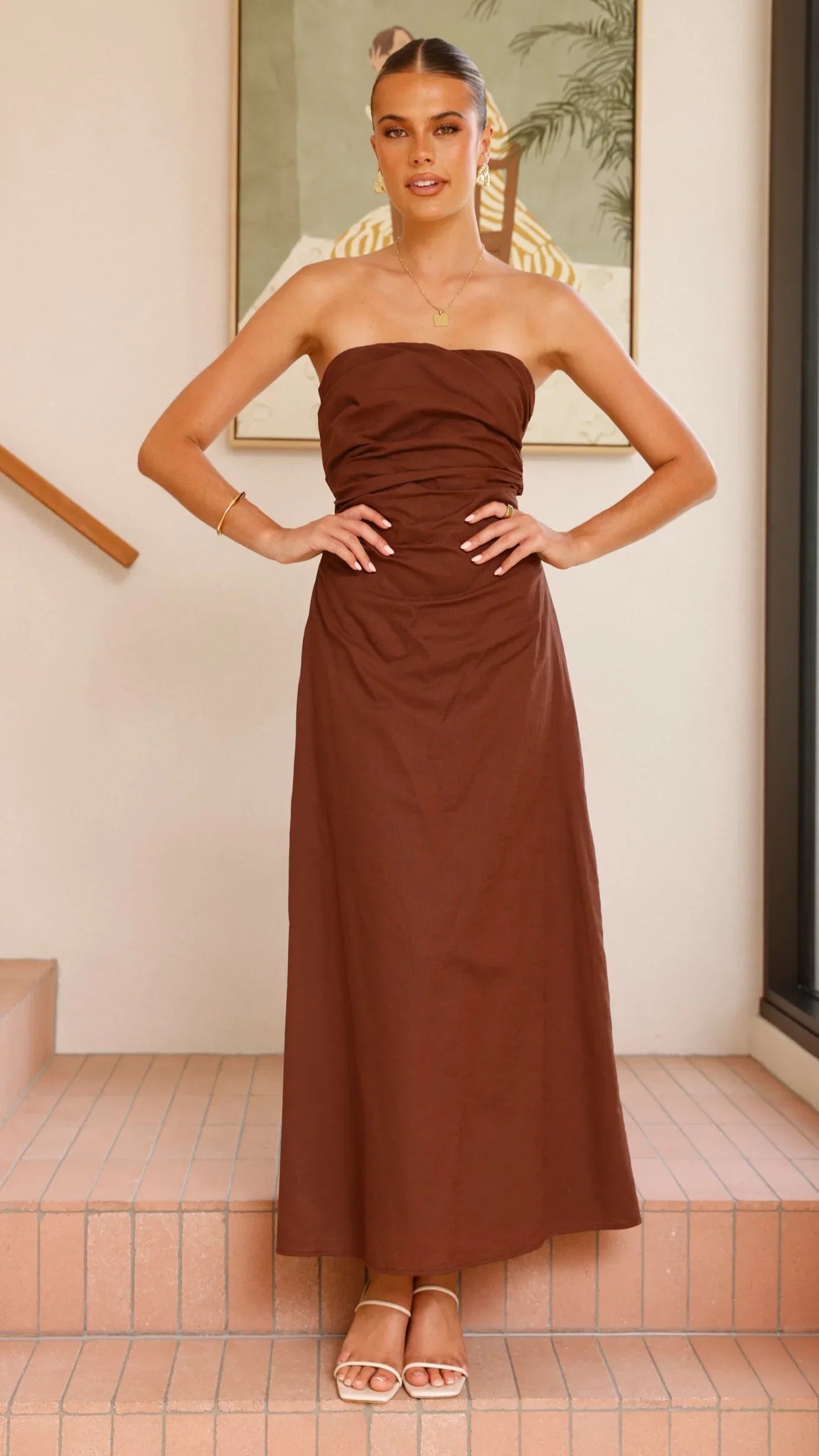 Bolivia Strapless Maxi Dress Chocolate