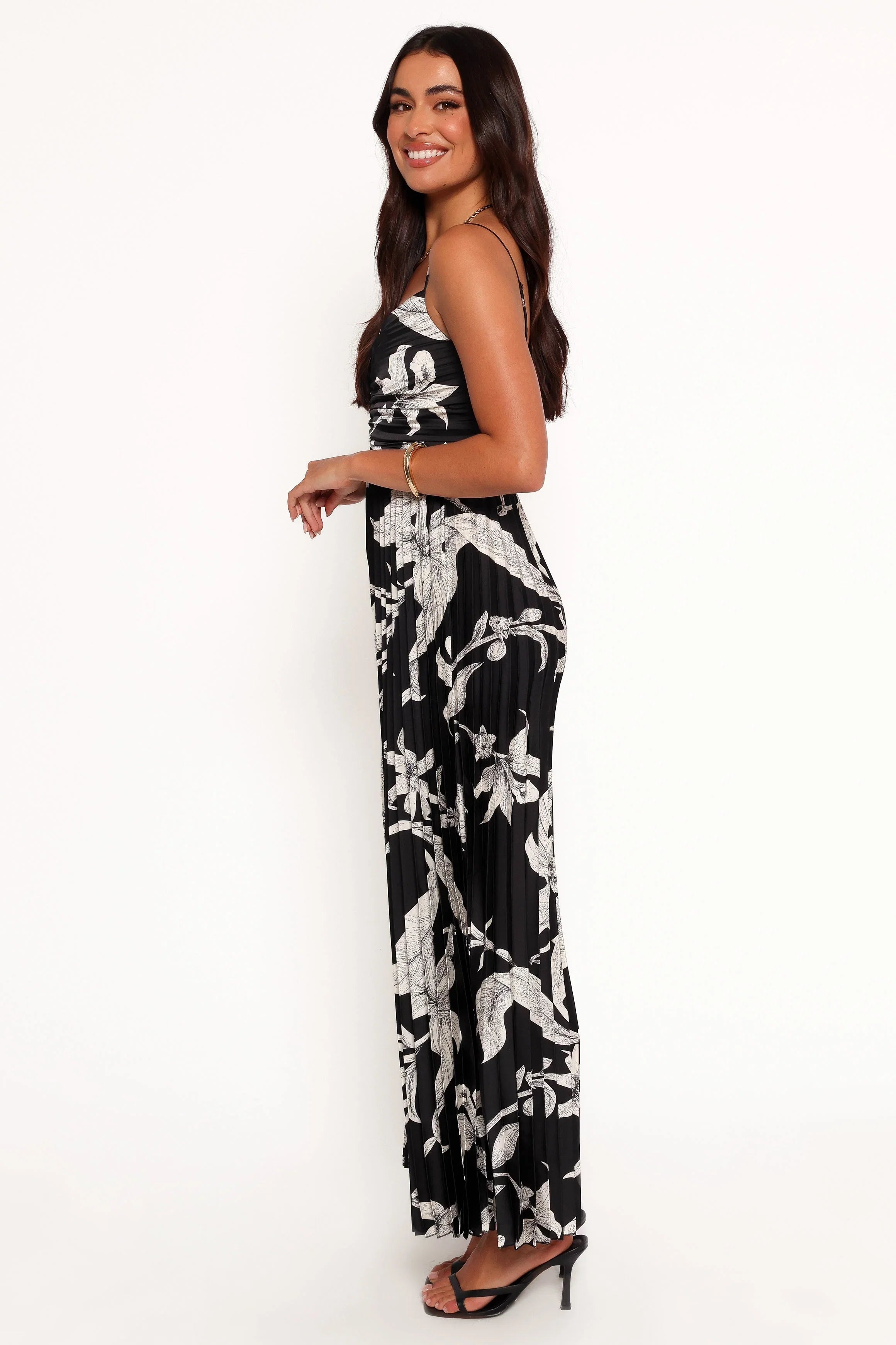 Angelique Pleated Jumpsuit Black Floral