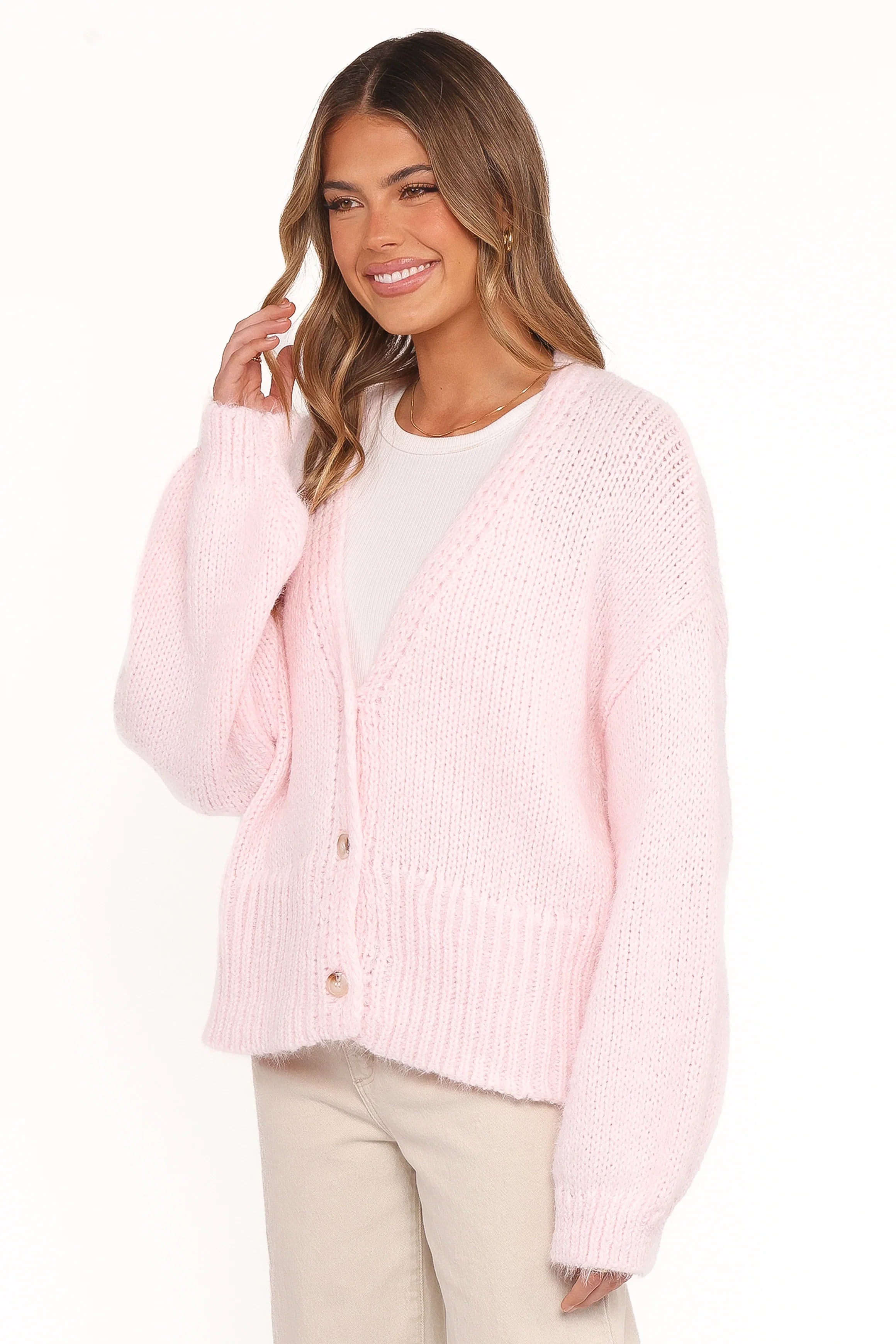 Selina Wide Sleeve Cardigan Pale Pink