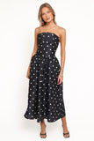 Kimbra Strapless Midi Dress Black Polka Dot