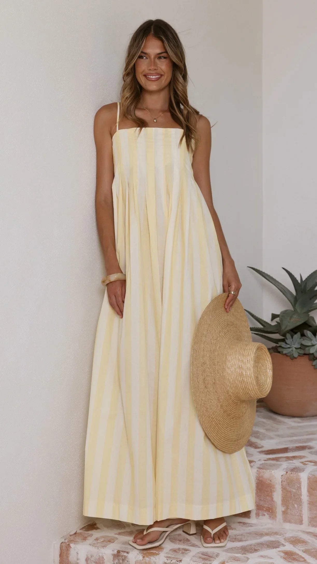 Pippa Maxi Dress Yellow Stripe