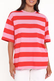 Zestora Tee Red Pink Stripe