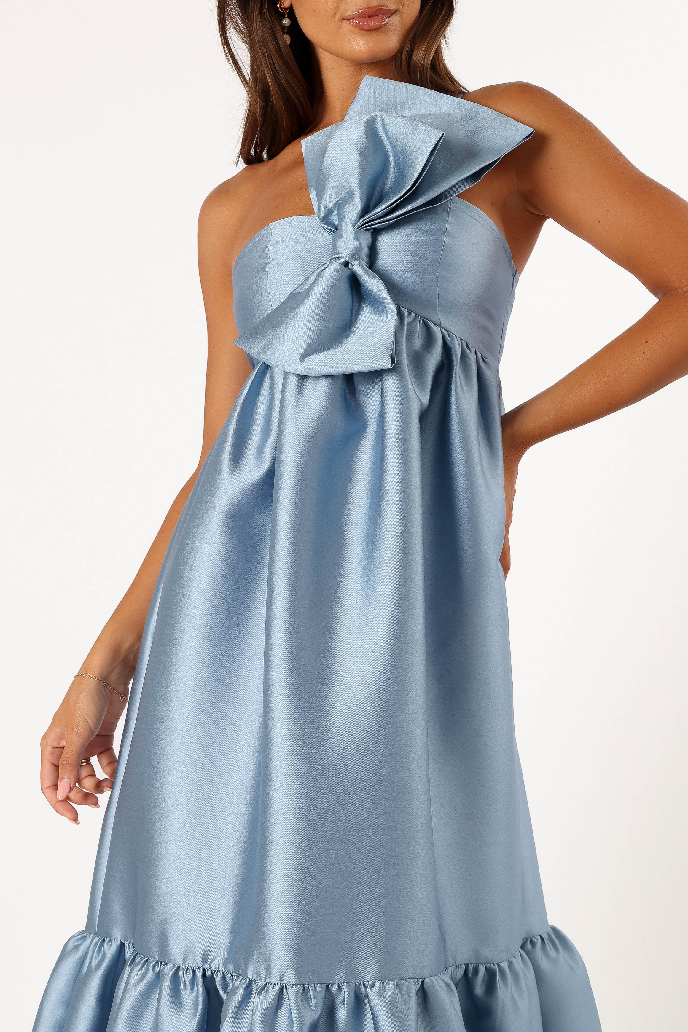 Betina Bow Front Maxi Dress Blue