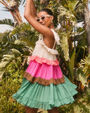 Antari Tiered Colorblock Mini Dress