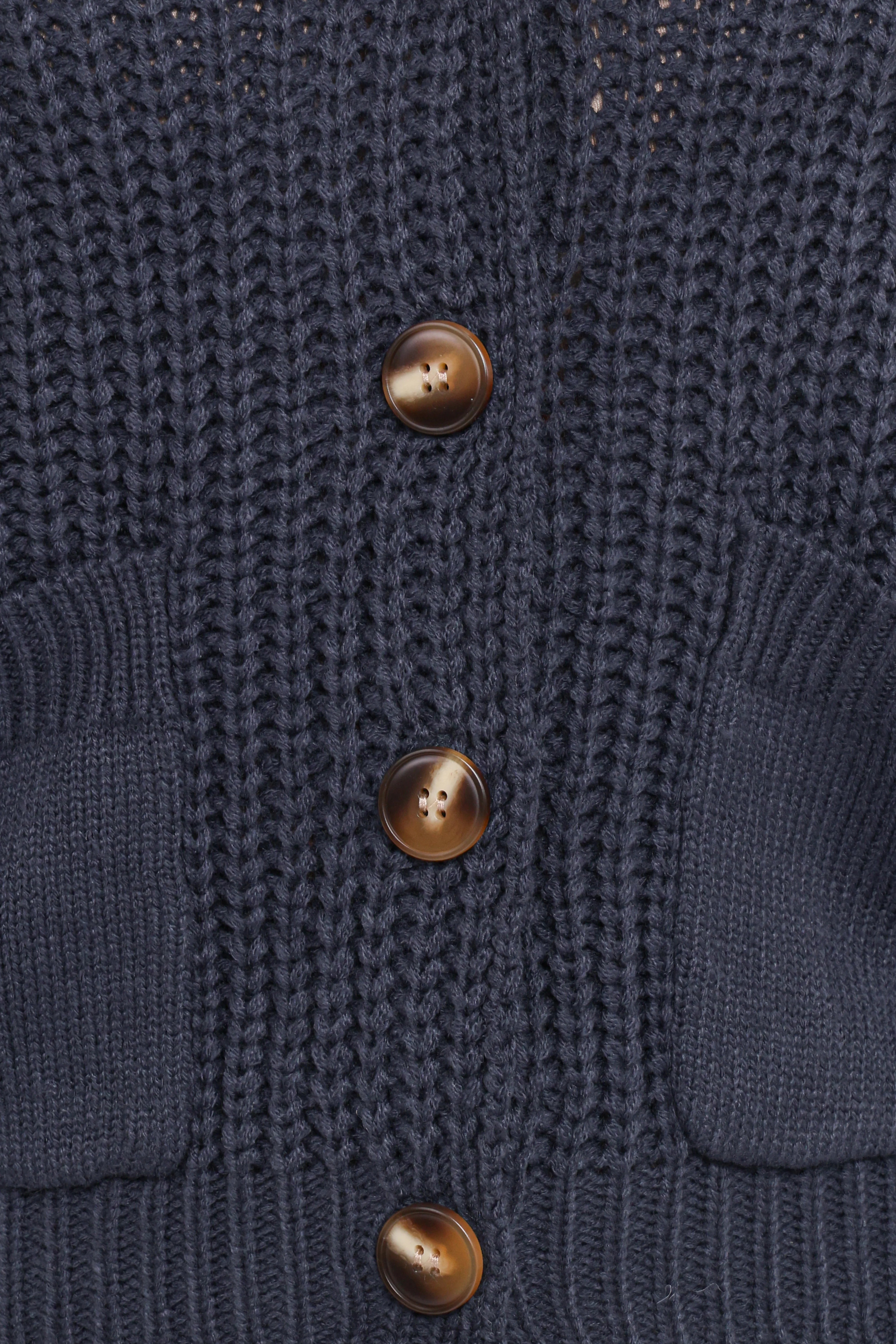 Amelia Oversize Collar Button Cardigan Navy
