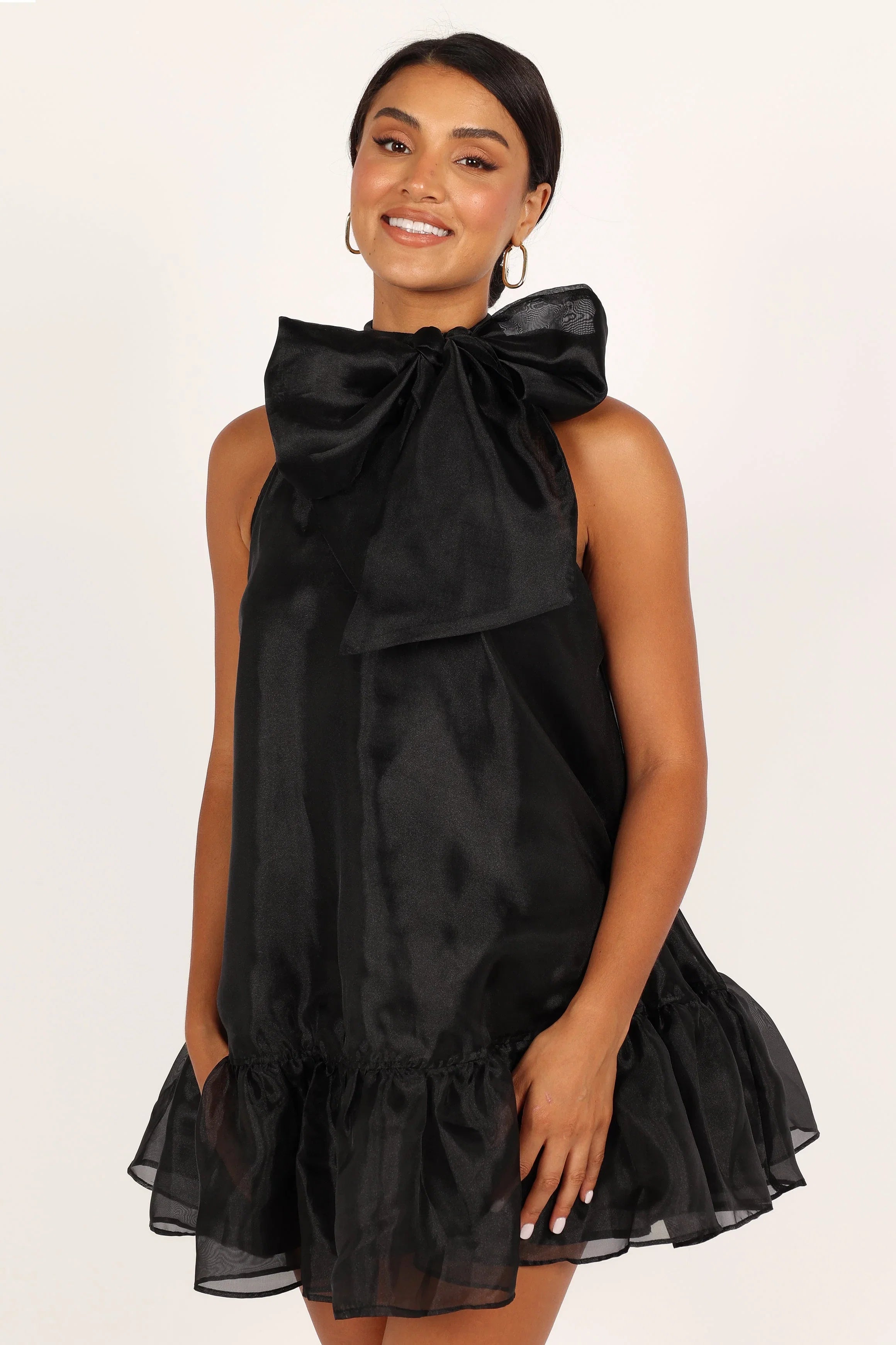 Sophia Bow Mini Dress Black