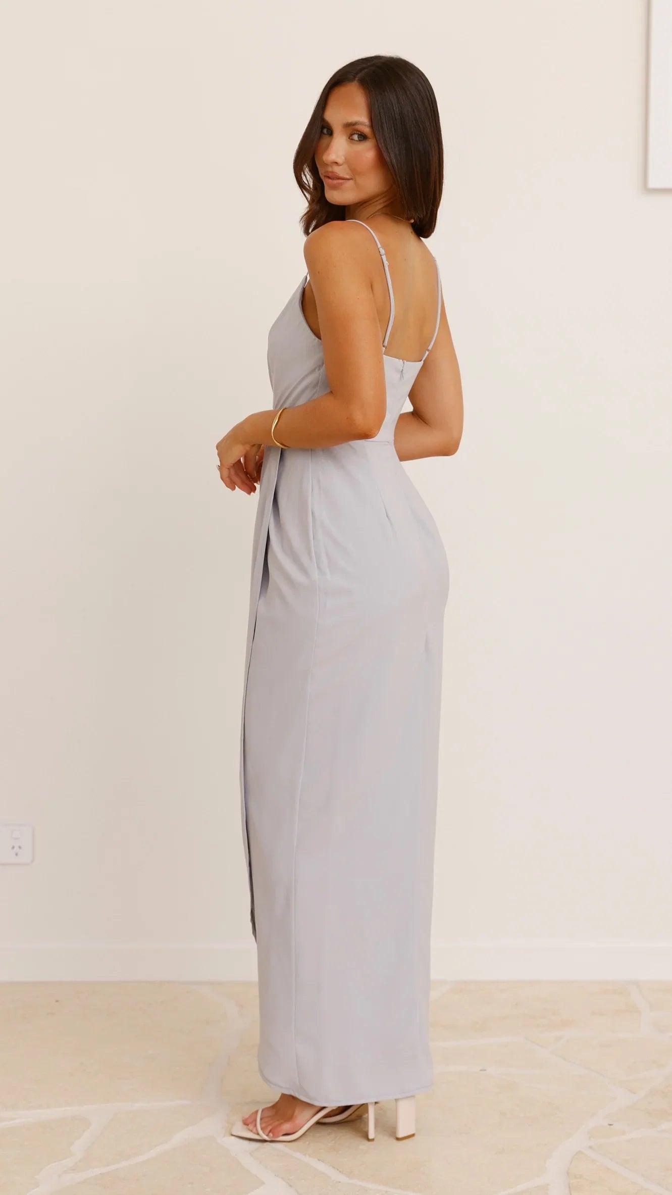 Charlotte Draped Maxi Dress Silver