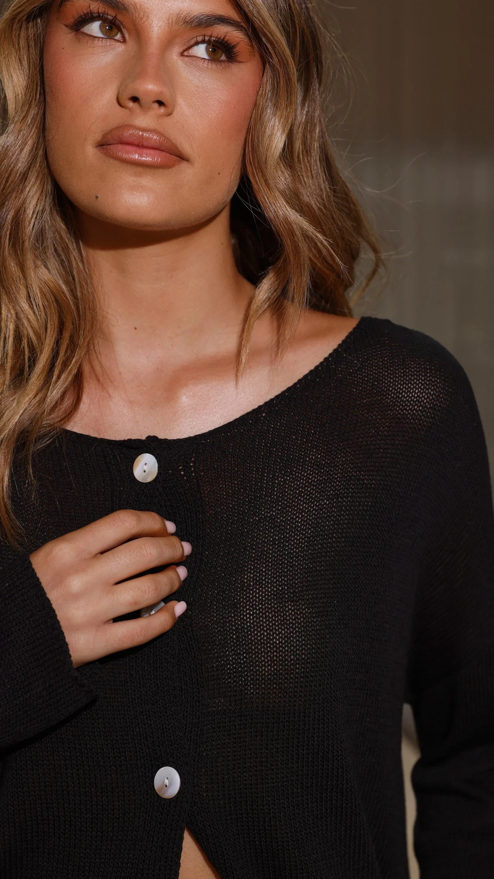 Selara Button Up Cardigan Black