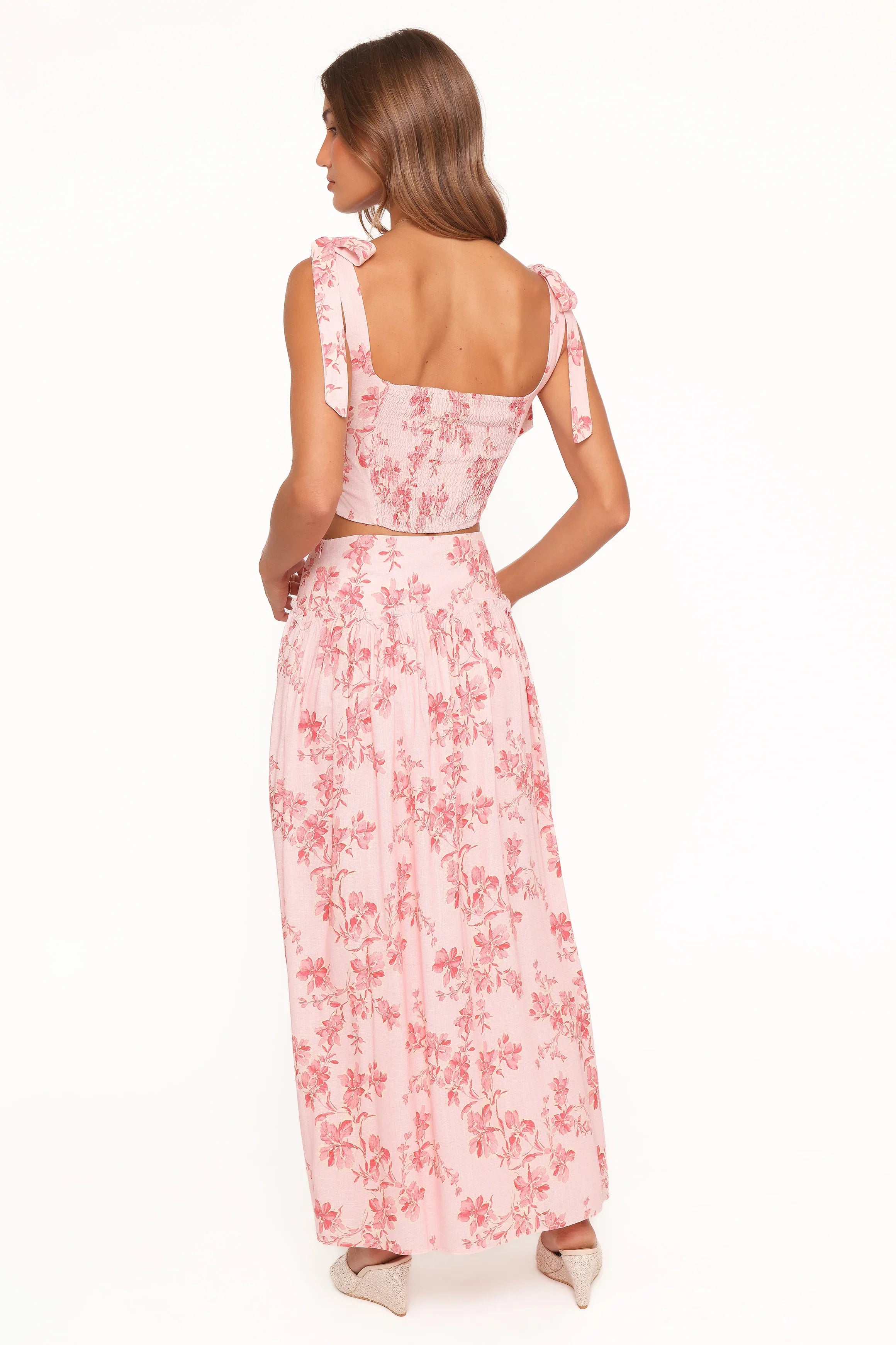 Tyler Drop Waist Maxi Skirt Rose Pink Floral