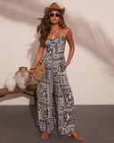 Island Daydream Abstract Palm Print Jumpsuit