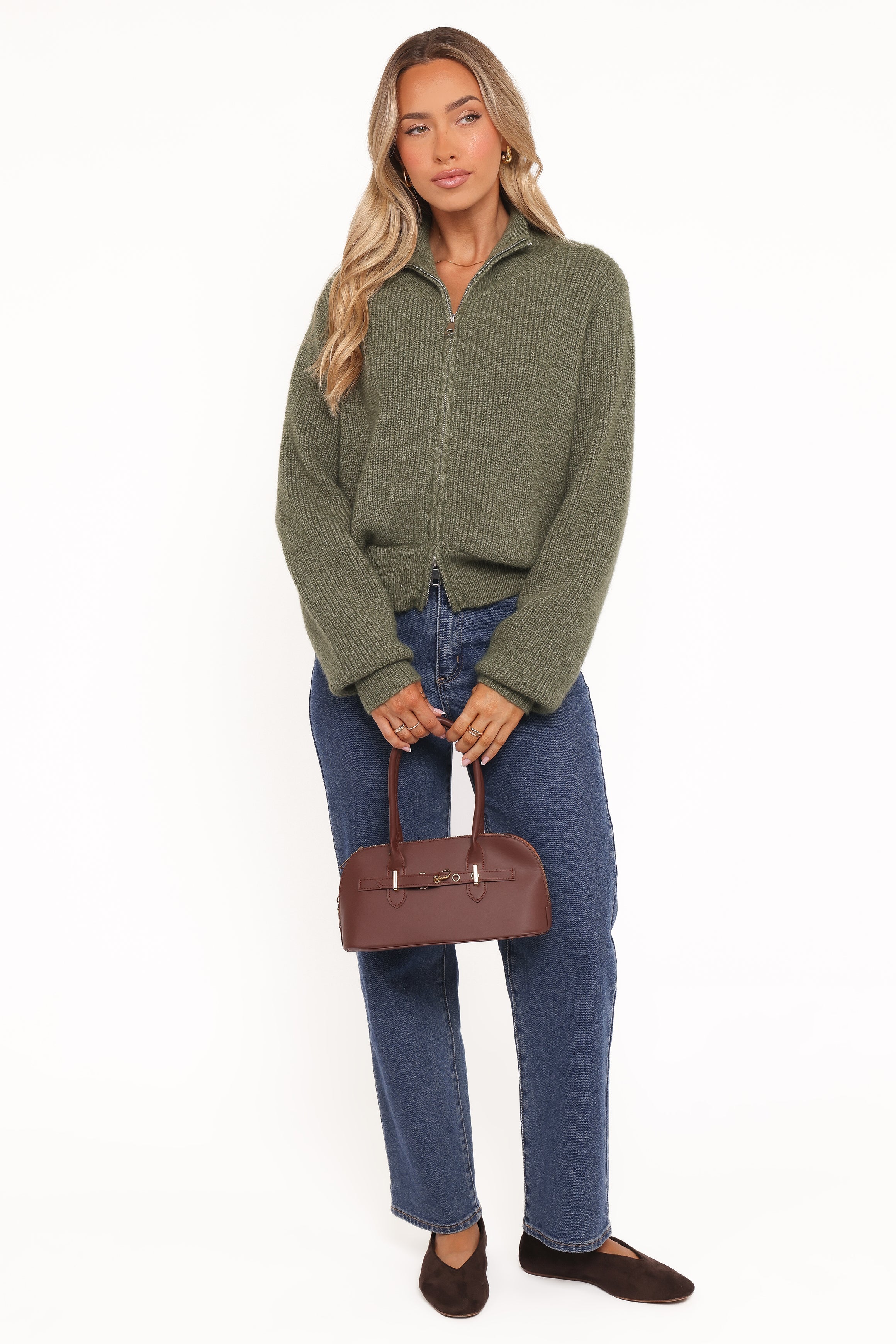 Kourtney Zip Cardigan Olive