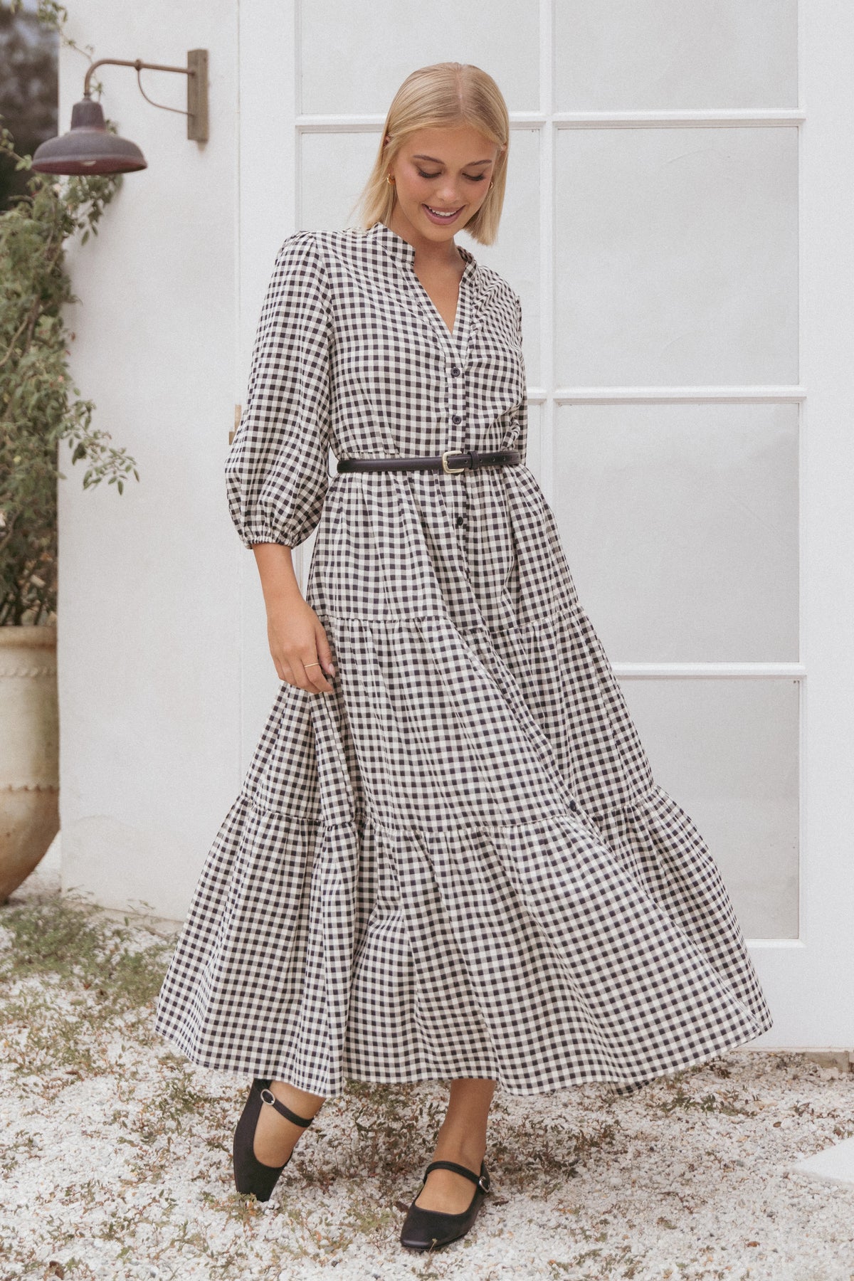 Dixon Maxi Dress Black Cream Gingham