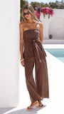 Talia Strapless Top and Pants Set Brown