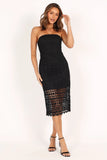 Candice Strapless Lace Midi Dress Black