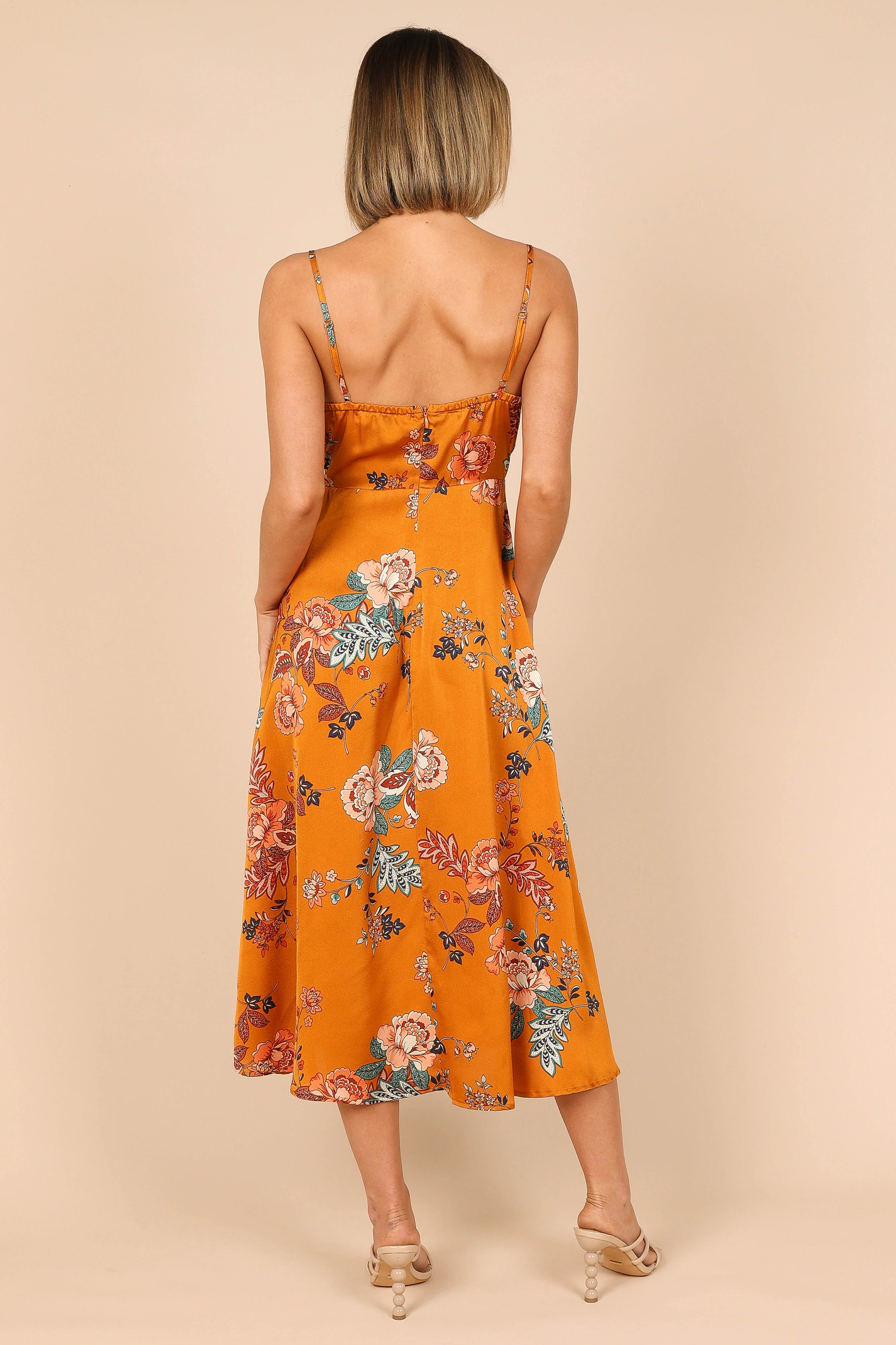 Alejandra Cowl Neck Midi Dress Tan