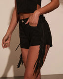Groove Together Fringe Suede Shorts