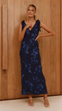 Usha Tie Strap Maxi Dress Navy
