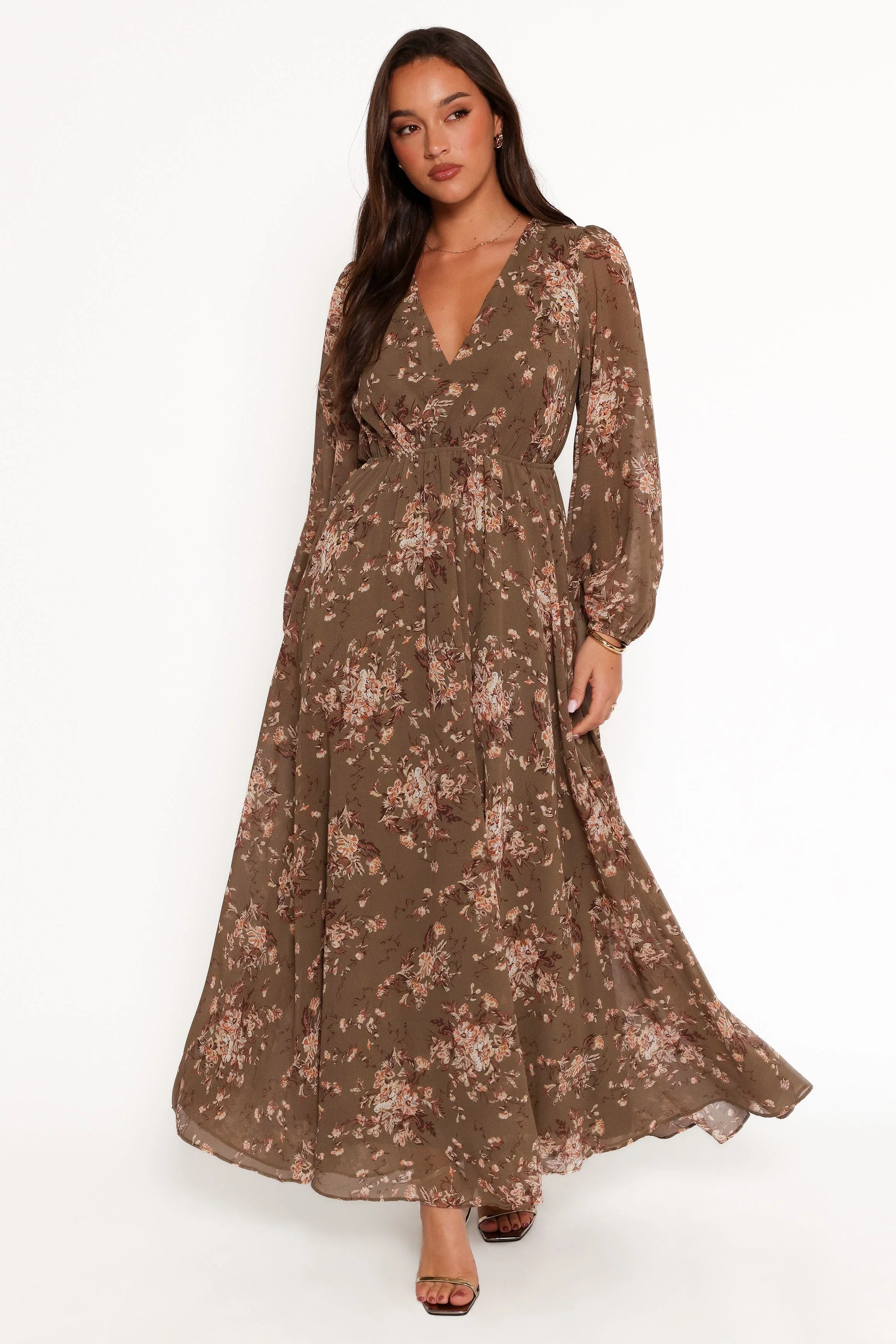 Anisa Maxi Dress Olive Floral