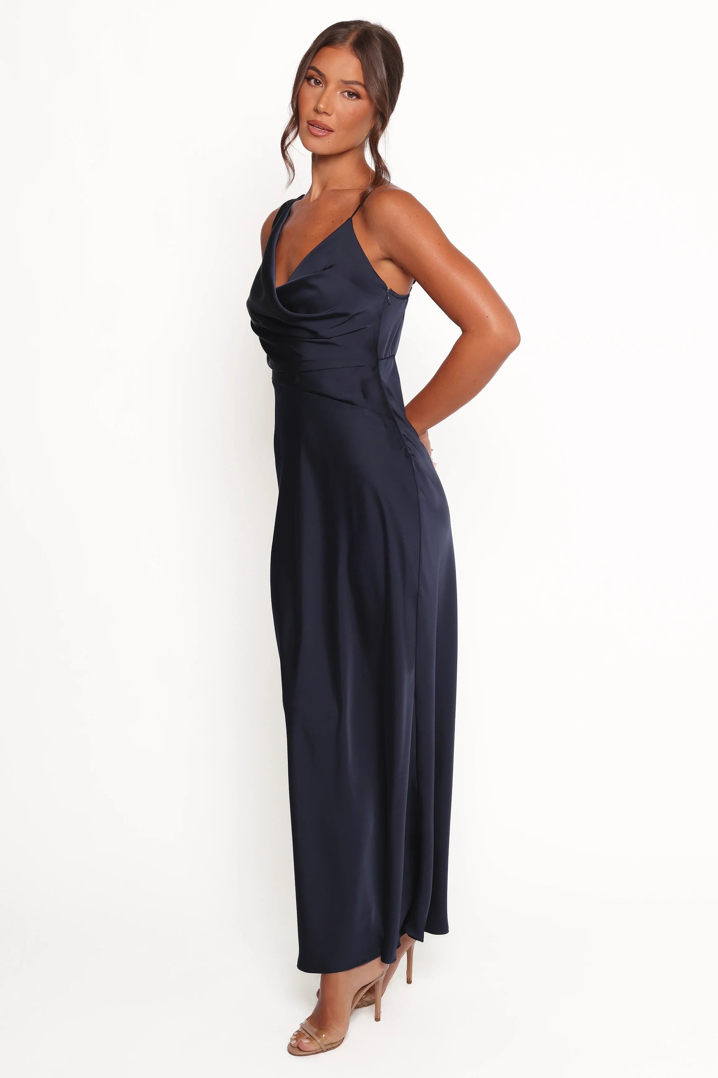 Anela Asymmetric Midi Dress Navy