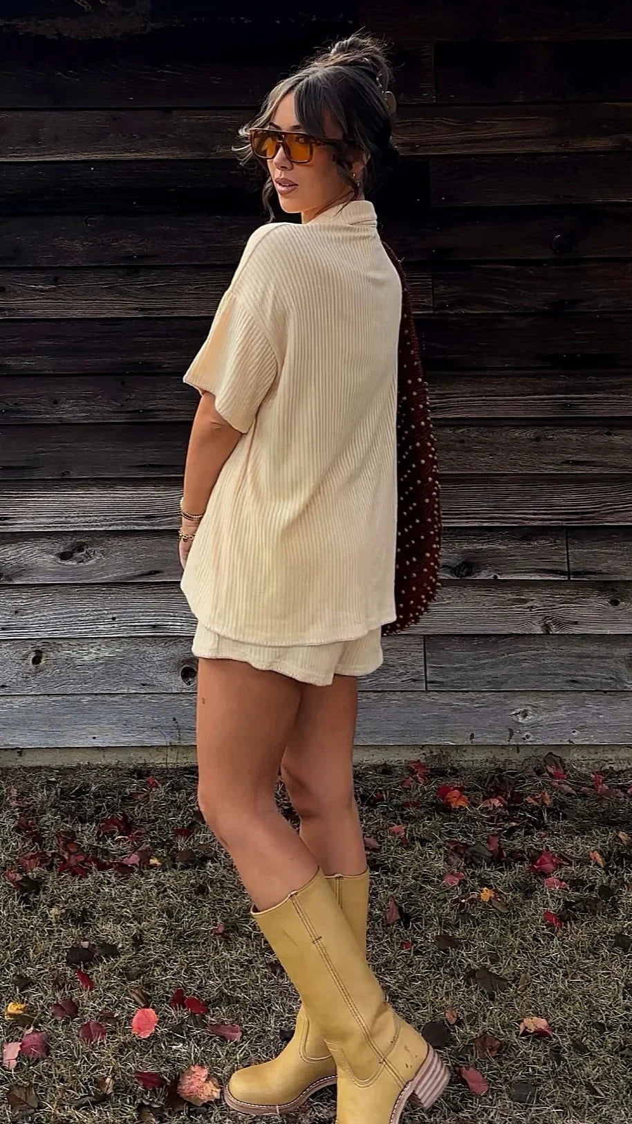 Eden Knit Top and Shorts Set Yellow