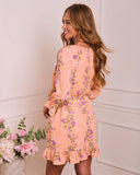Soft Spoken Letter Floral Wrap Mini Dress