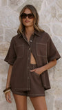 Olivia Shirt and Shorts Set Chocolate