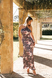 Mila Halterneck Maxi Dress Steel Gray Floral
