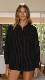 Kloa Button Up Top Black Pinstripe