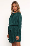 Joy Plisse Mini Dress Dark Jade