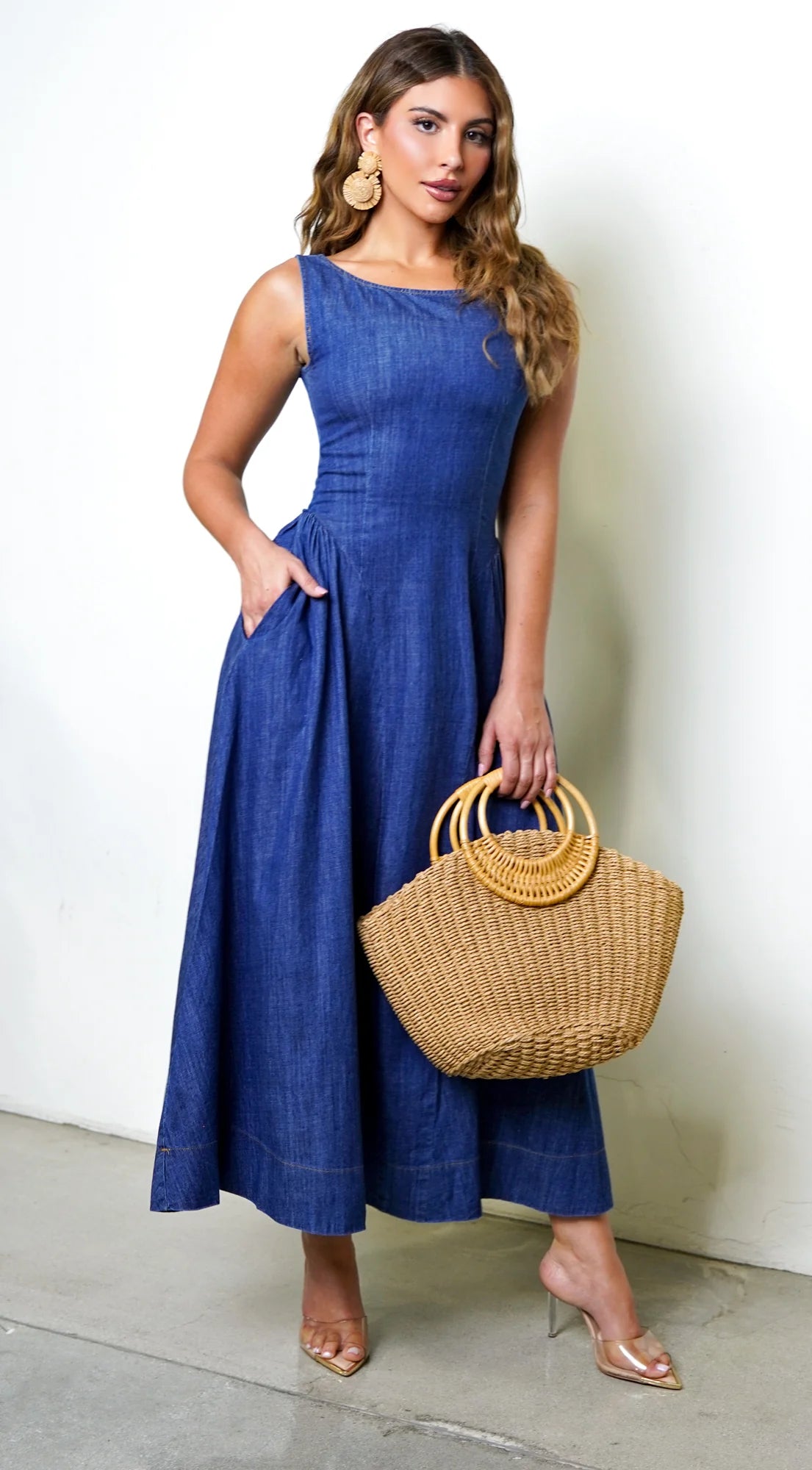 Rim Denim Maxi Dress Blue