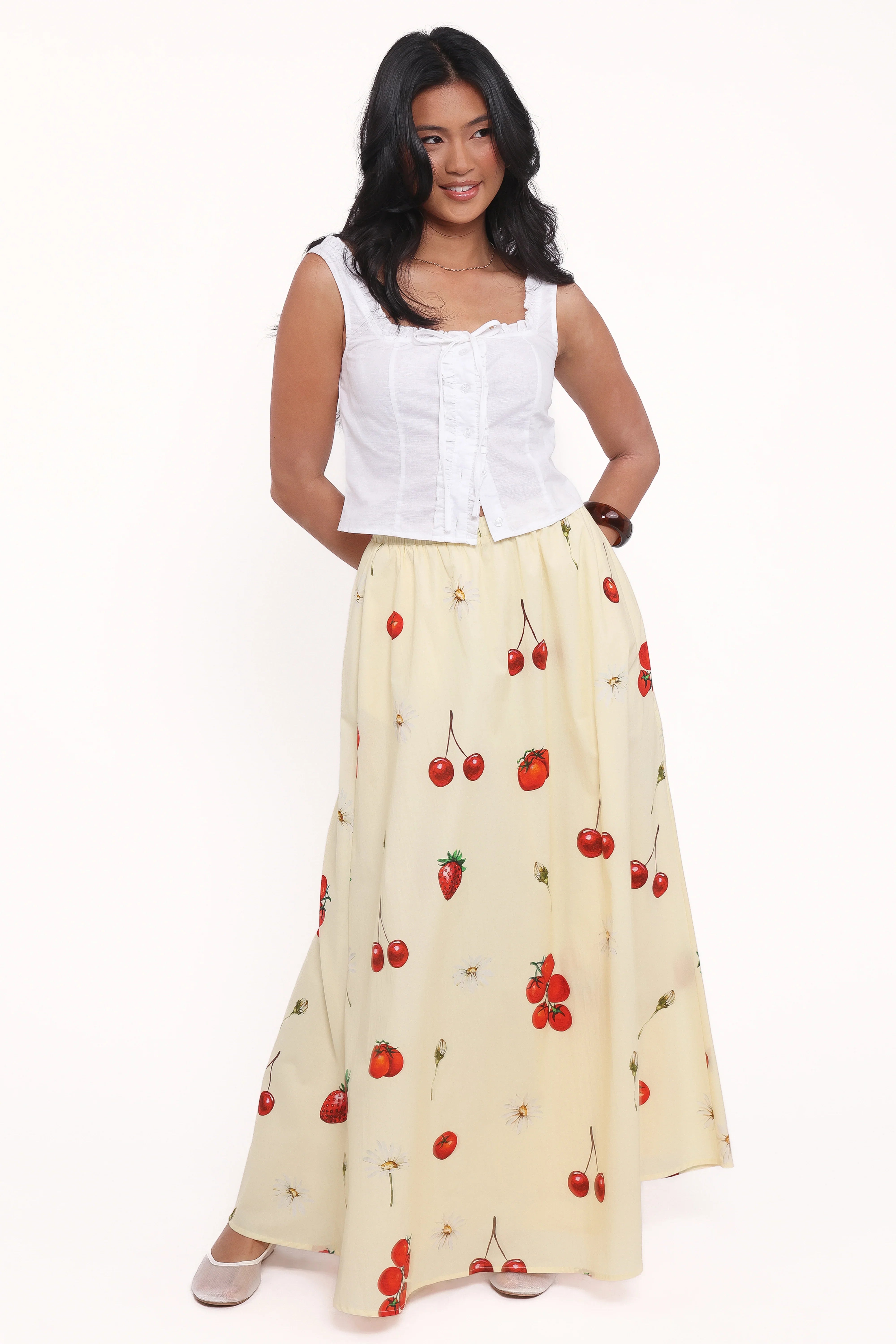 Remira Midi Skirt Yellow Cherry