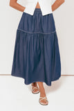 Meadow Midi Denim Skirt Dark Wash