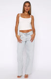 Bring The Style Low Rise Wide Leg Jeans Glacier Blue
