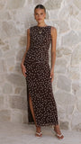 Janika Maxi Skirt Chocolate White Polka Dot