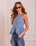 Feminine Frame Striped Peplum Top