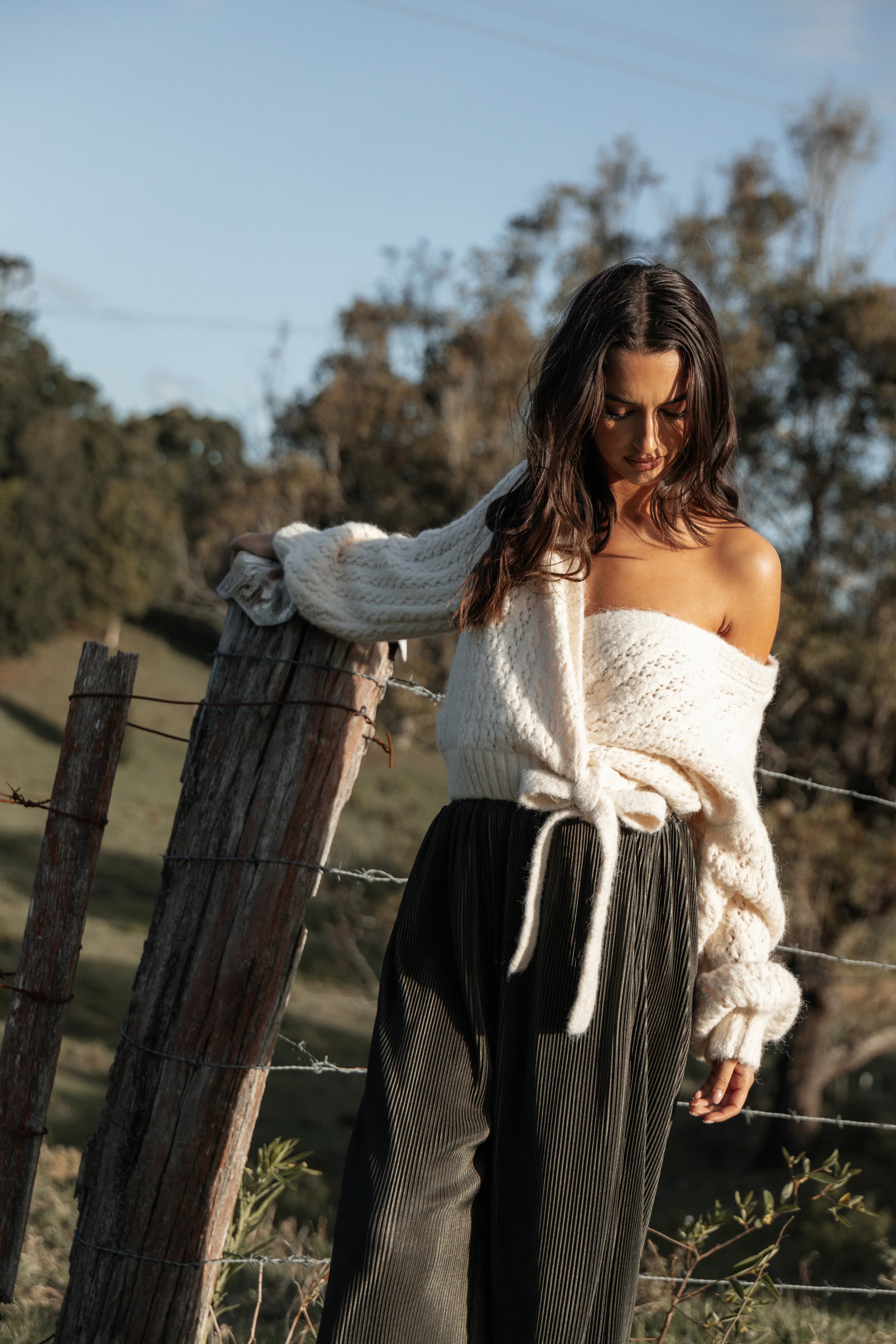 Etta Ballet Wrap Knit Sweater Cream