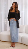 Mandie Midi Skirt Blue Denim