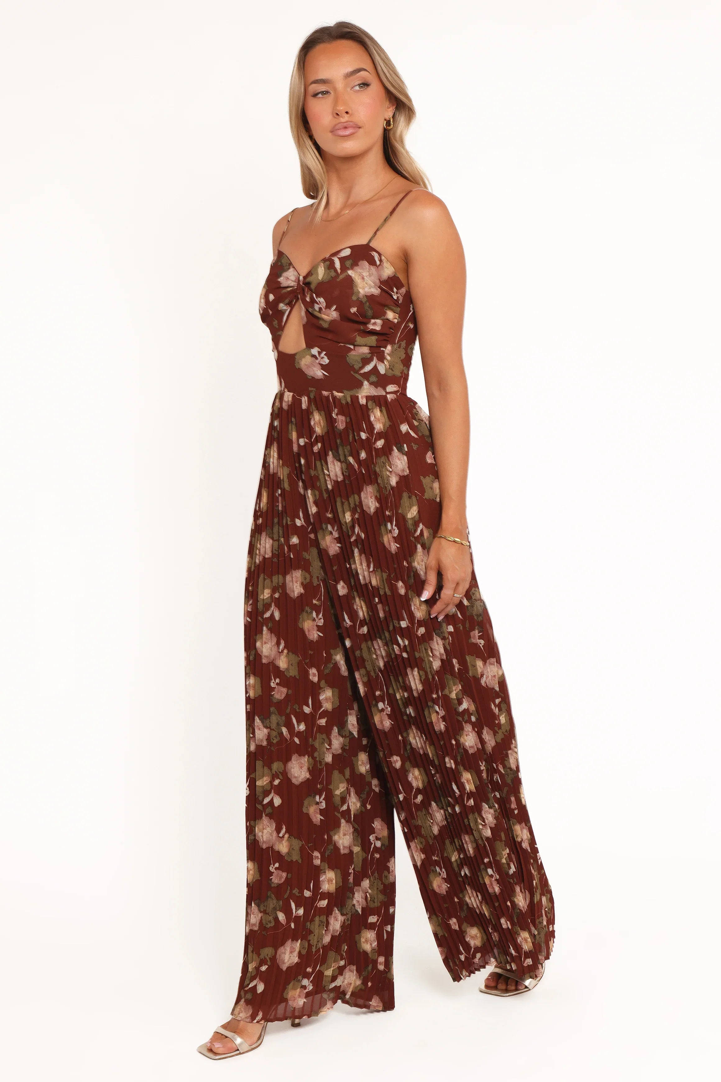 Alice Wide Leg Jumpsuit Brown Floral
