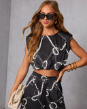 Dennie Printed Satin Top