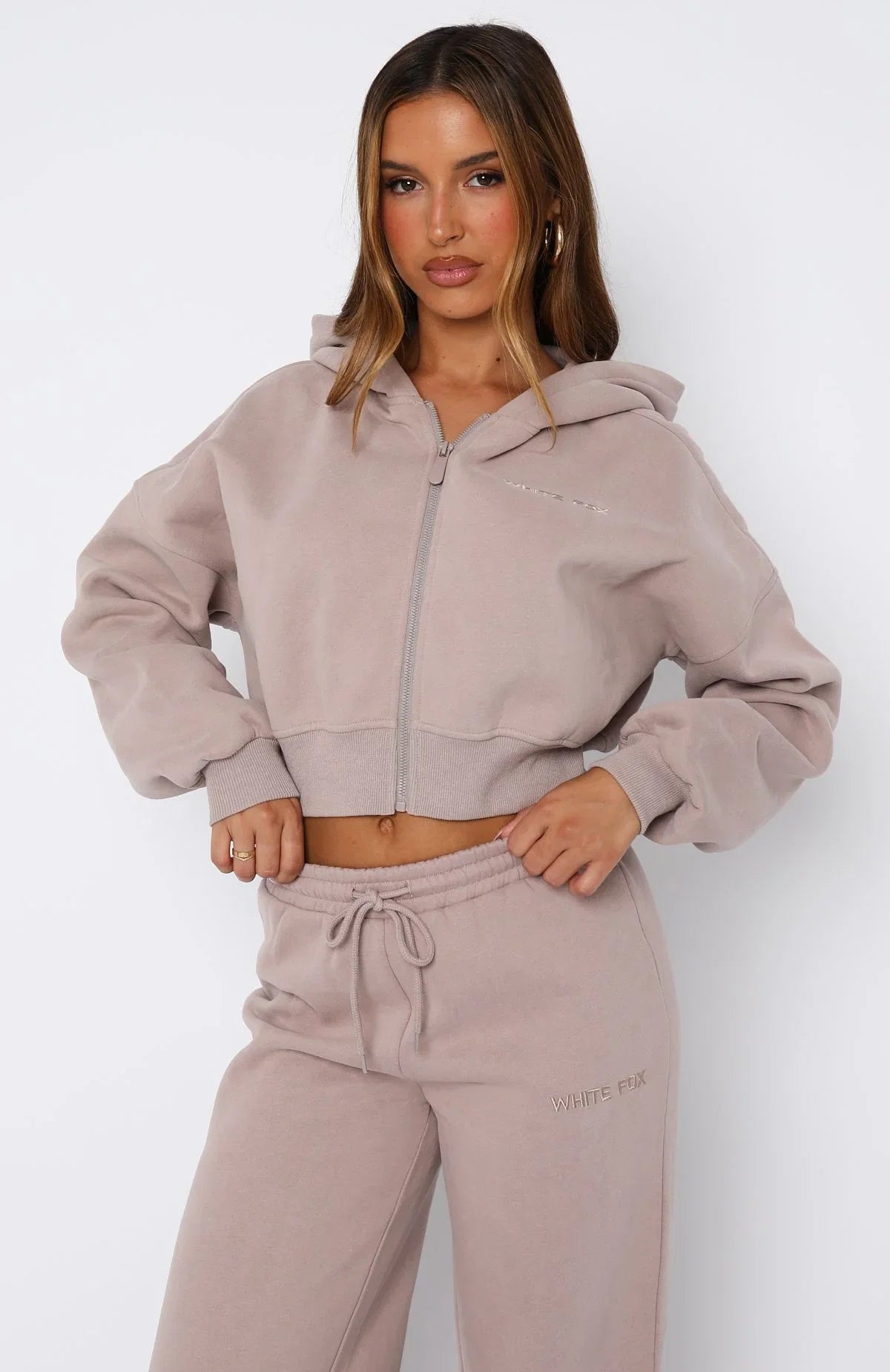 Stay Lifted Cropped Hoodie Cinnamon
