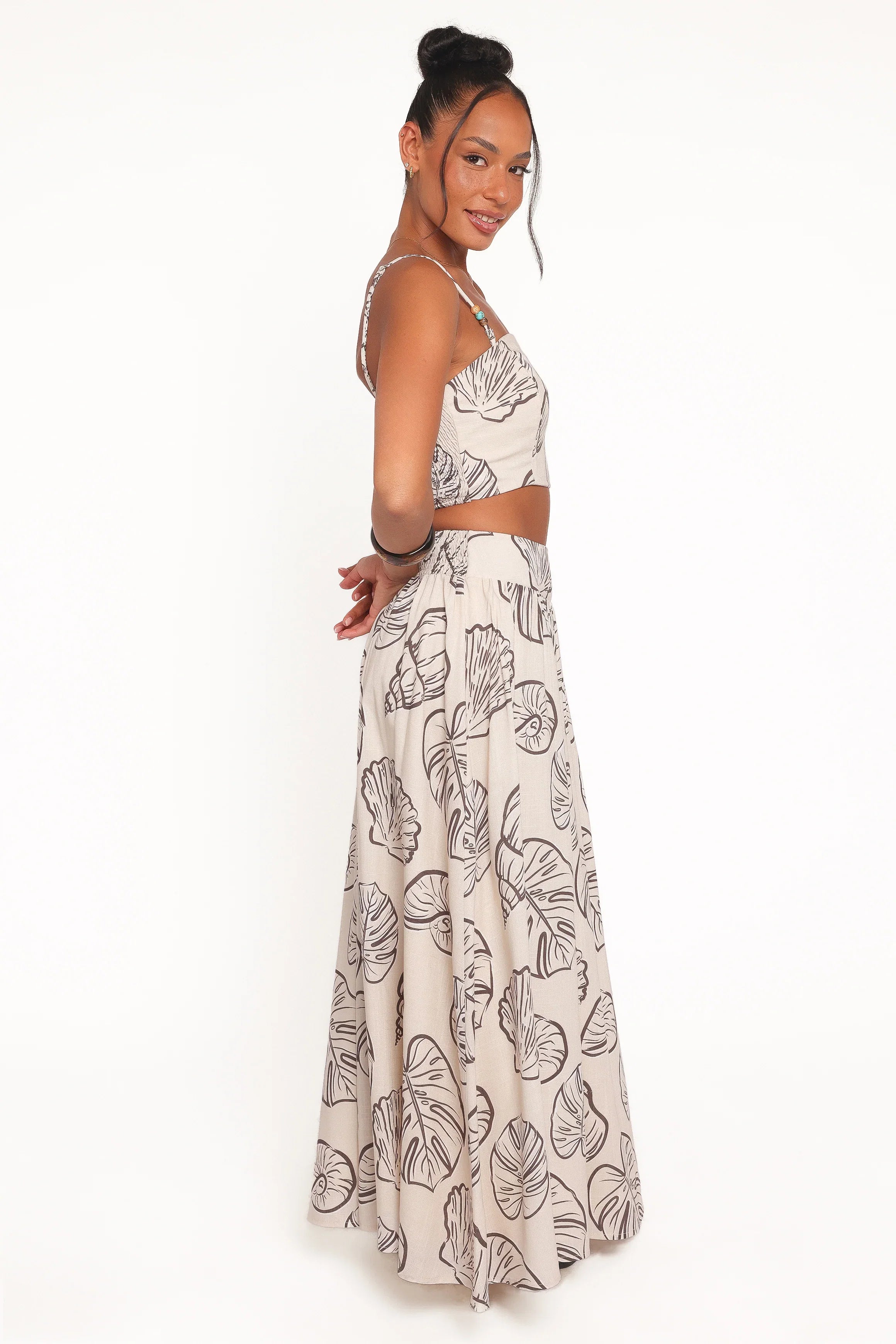 Kristy Maxi Skirt Set Cream Shells