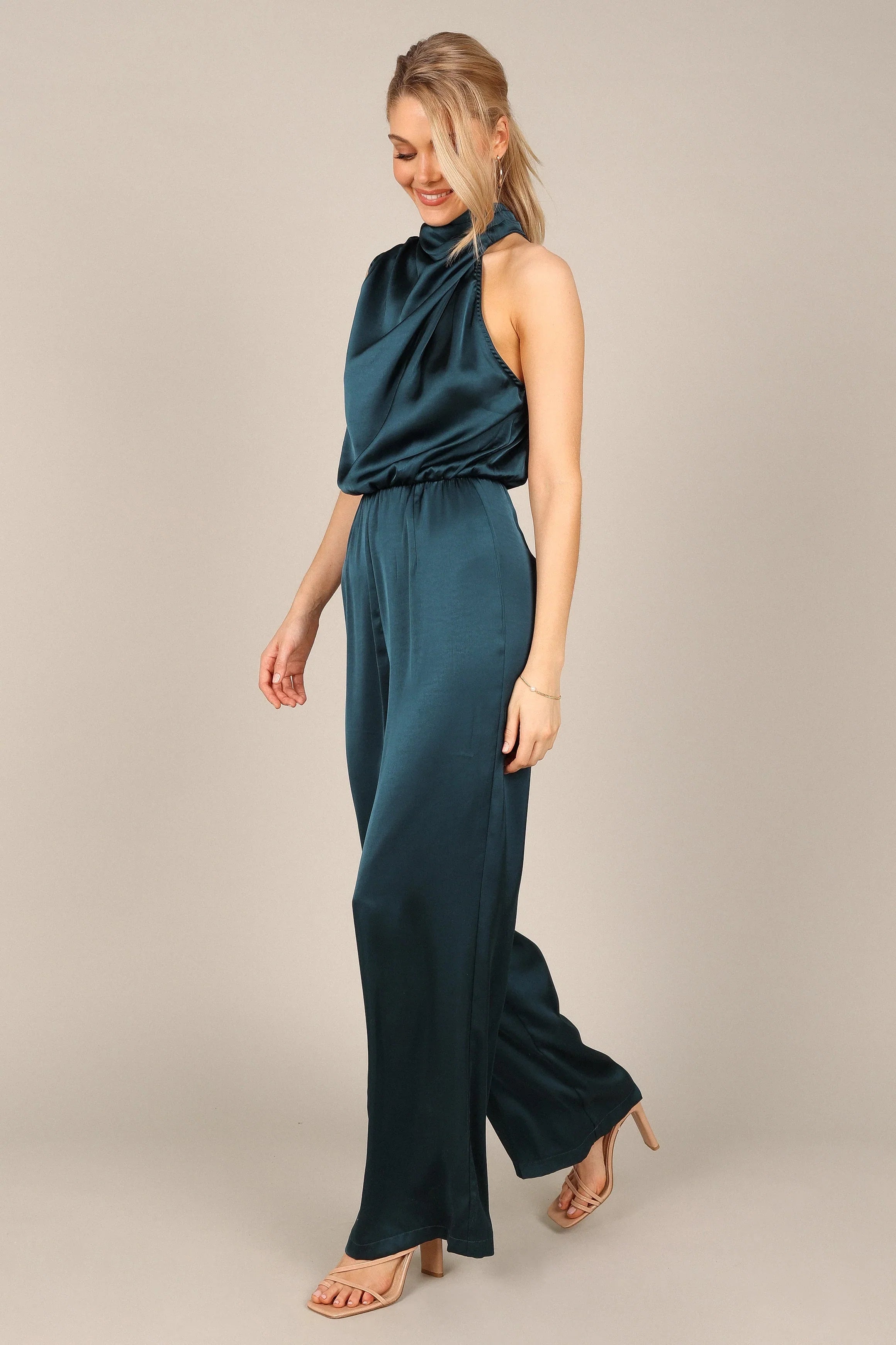 Savannah One Shoulder Jumpsuit Teal