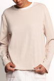 Ruva Long Sleeve Tee Beige White Stripe