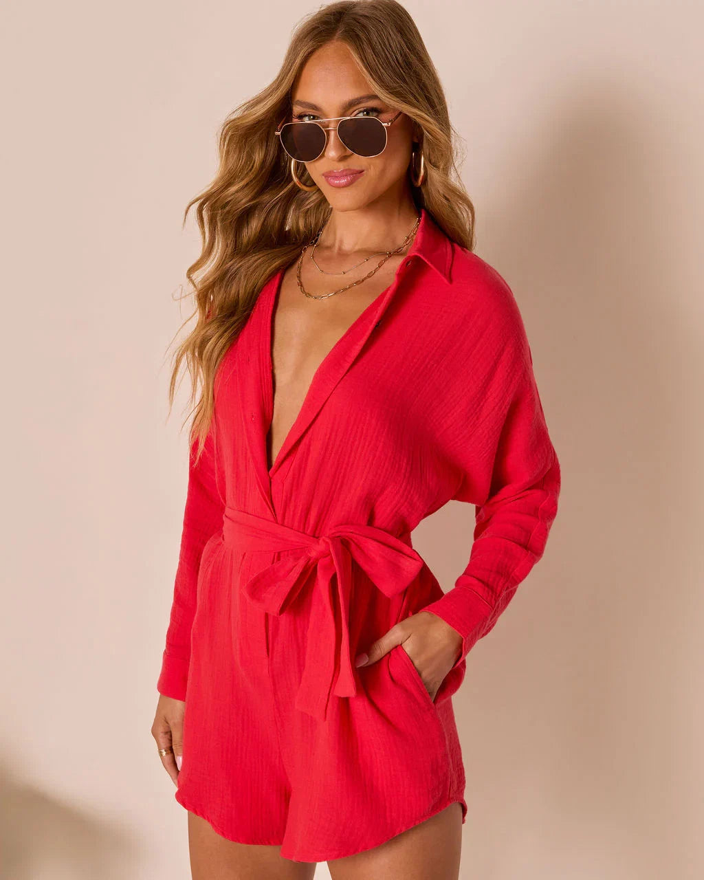 Prairie Moon Waist Tie Romper