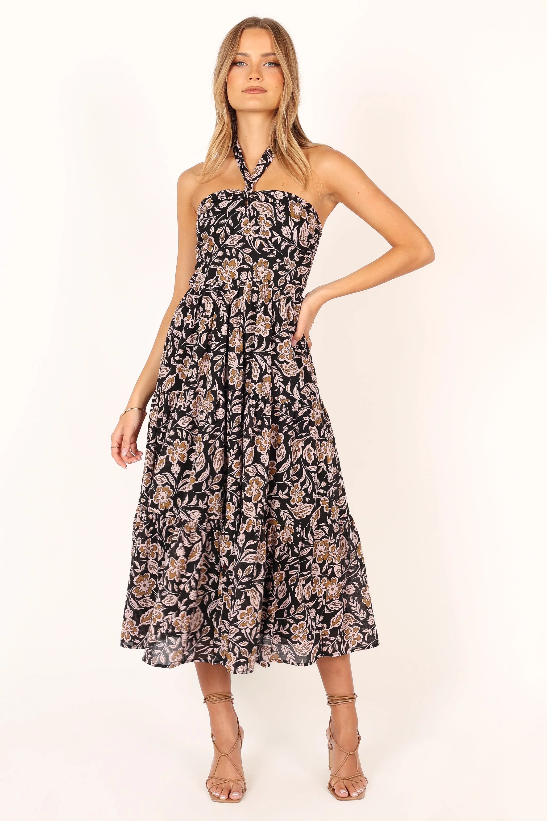 Shena Midi Dress Black Multi
