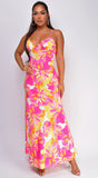 Agave Multi Floral Maxi Dress Pink