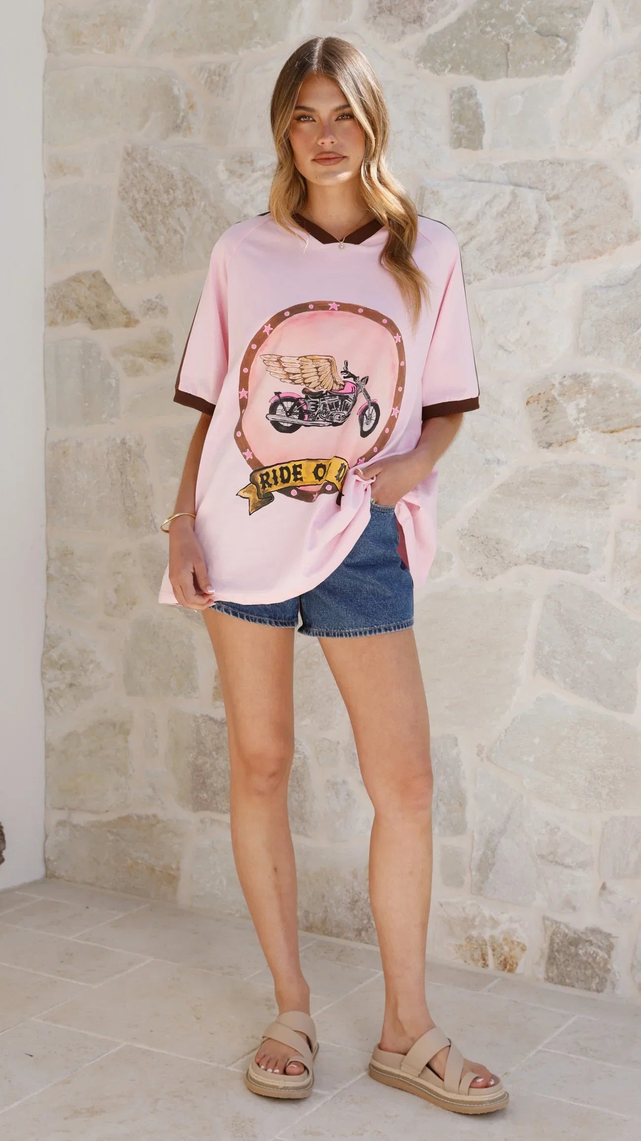 Avis Oversized Tee Ride or Die Print