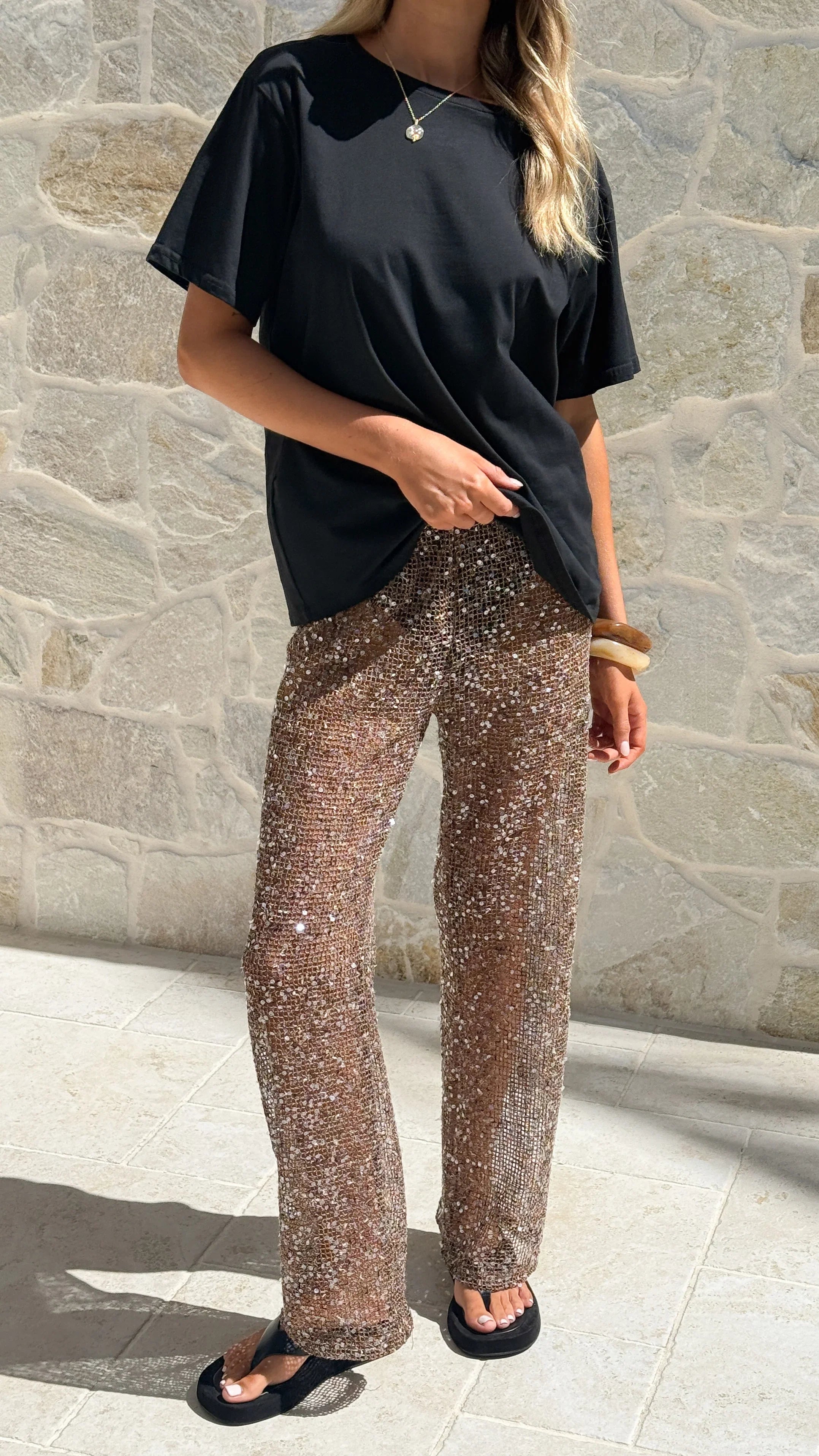 Zinnia Sequins Pant Mocha